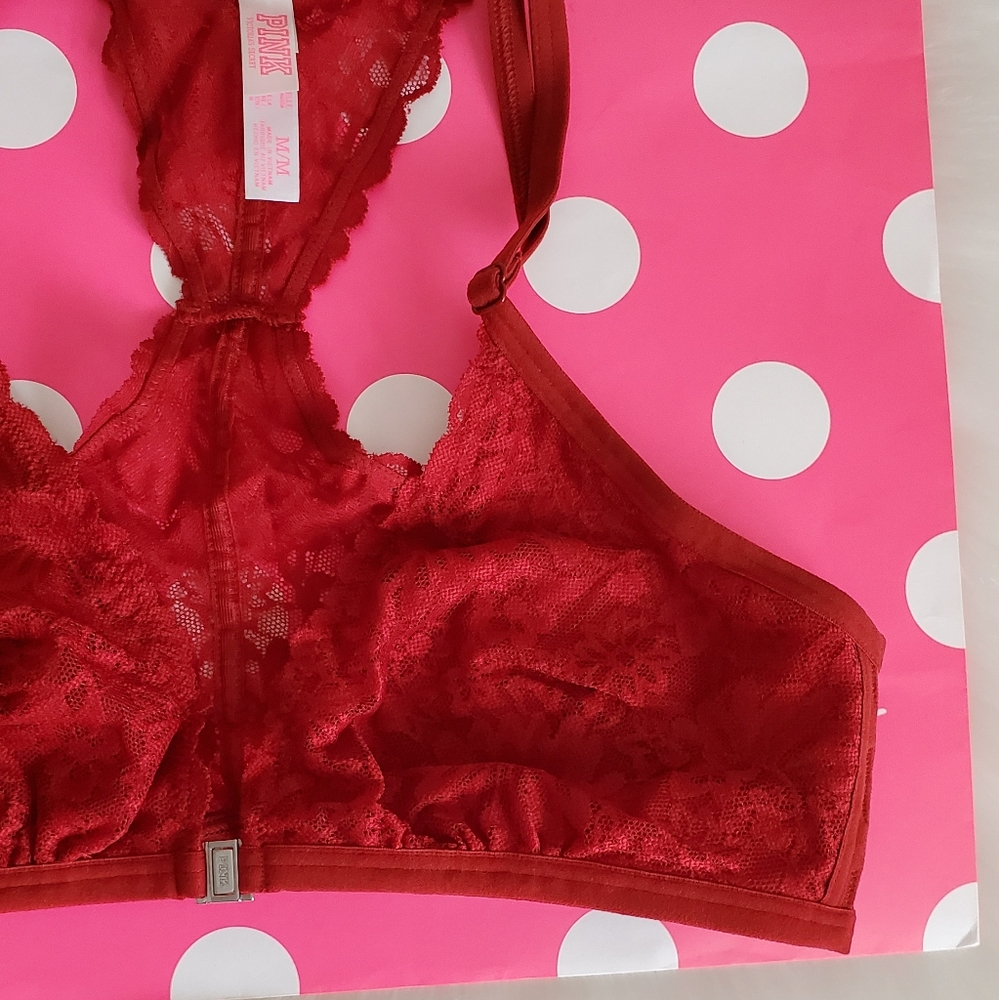 PINK VICTORIA'S SECRET LACE BRALETTE SIZE M - Picture 2 of 10